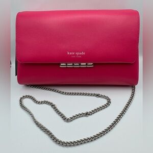 Kate Spade Grace Embellished Leather Clutch Shoulder Bag in Rosehip NWT